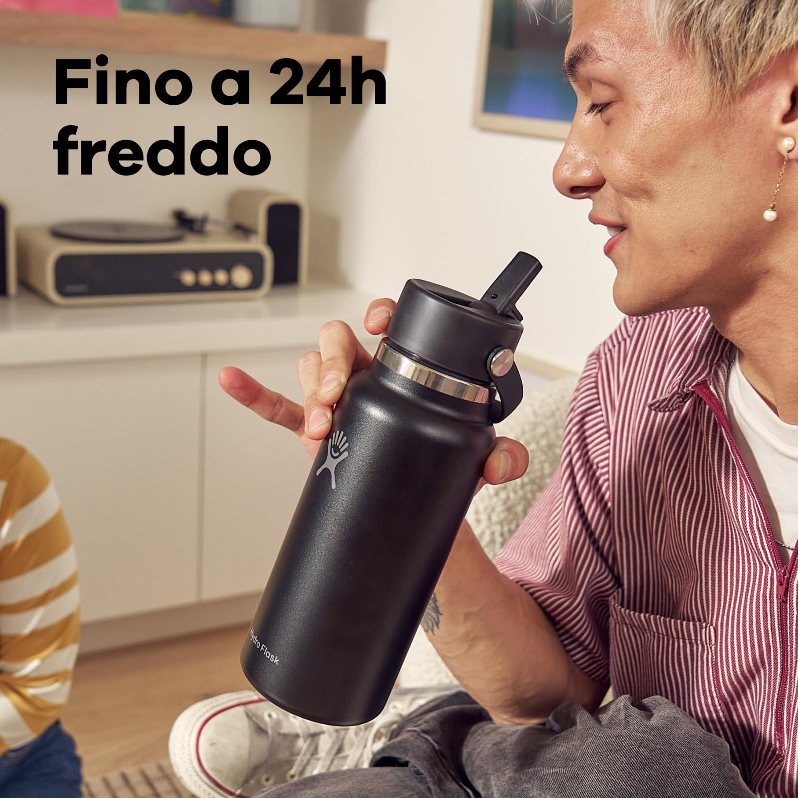 Hydro Flask – Wide Flex Straw Cap 946 ml (32 oz) Bottle – Acciaio Inox, Cannuccia Ermetica, Lavabile in Lavastoviglie – Isolato Freddo 24 Ore – Compatibile con Cubetti di Ghiaccio – Agave