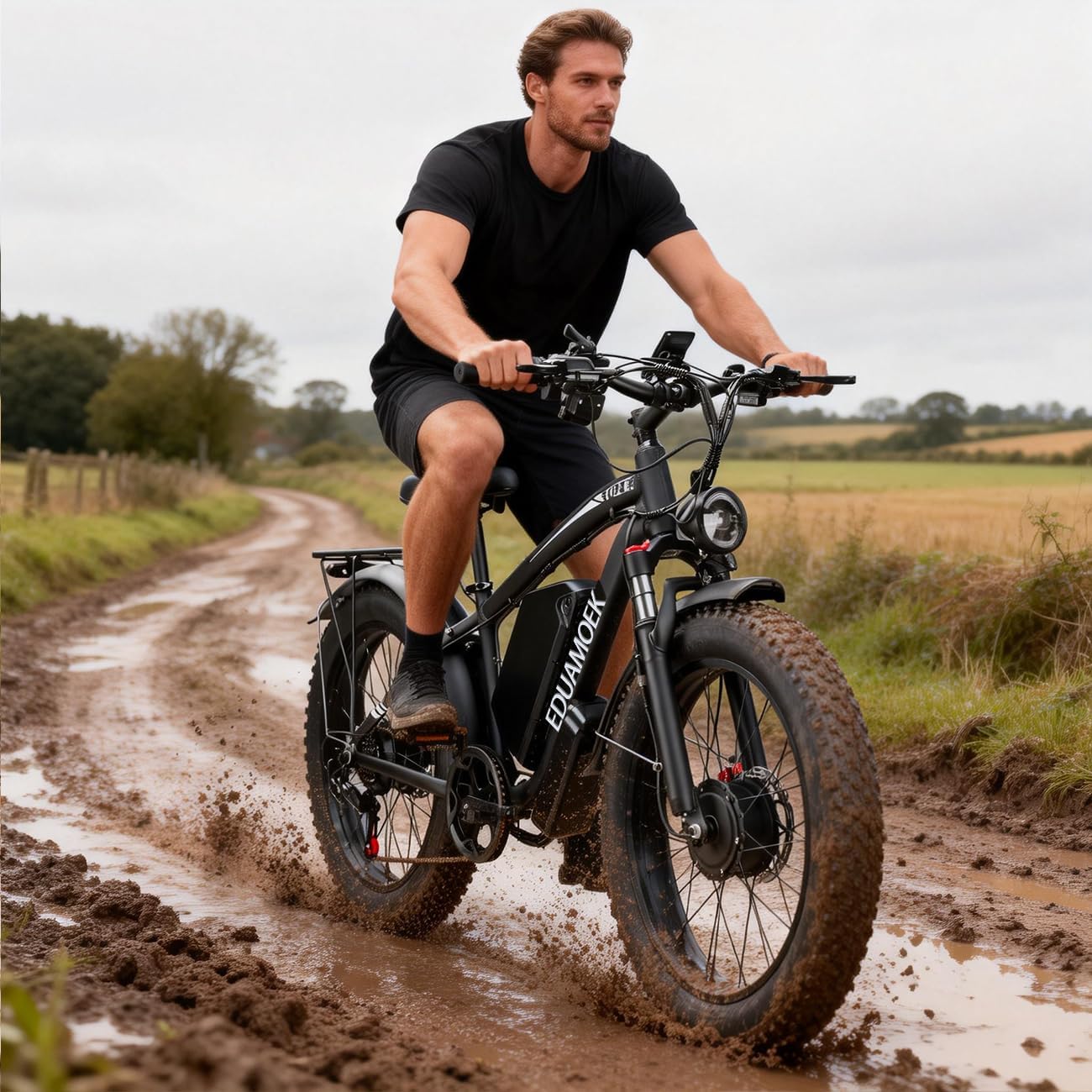 9000W-Peak 52V 34Ah 1768Wh Battery Dual-Motor-Ebike for Adults, 42-46MPH 105 Miles Range Fast-Ebike-Dual-Motor-Electric-Bike,24"*4.0" Men Fat-Tire-Electric-Bicycle Lockable Suspension