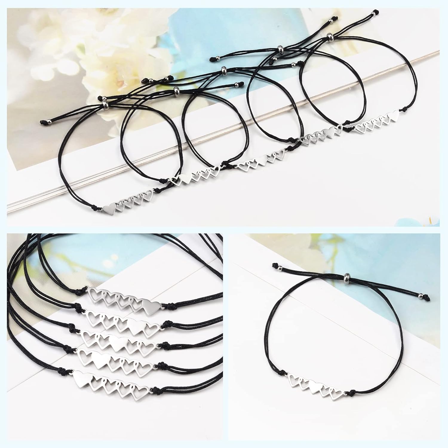 YELUWA 2/3/4/5 Pcs Best Friend Friendship Couples Bracelets, Sisters Gifts from Sister Matching Heart / Knot / Handcuff Bracelets Friendship Gifts for Women Friends Sister Him Her Boyfriend Girlfriend Valentines day - Image 5