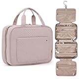 BAGSMART Toiletry Bag Travel Bag with Hanging Hook, Water-resistant Makeup Cosmetic Bag Travel Organizer for Accessories, Shampoo, Full-size Container, Toiletries (Baby Pink, Medium)