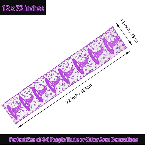 Miniatura 2 de Camino de mesa de Halloween  Camino de mesa de encaje con sombrero de bruja para decoraciones de mesa de Halloween  Máscara de Halloween, cena,