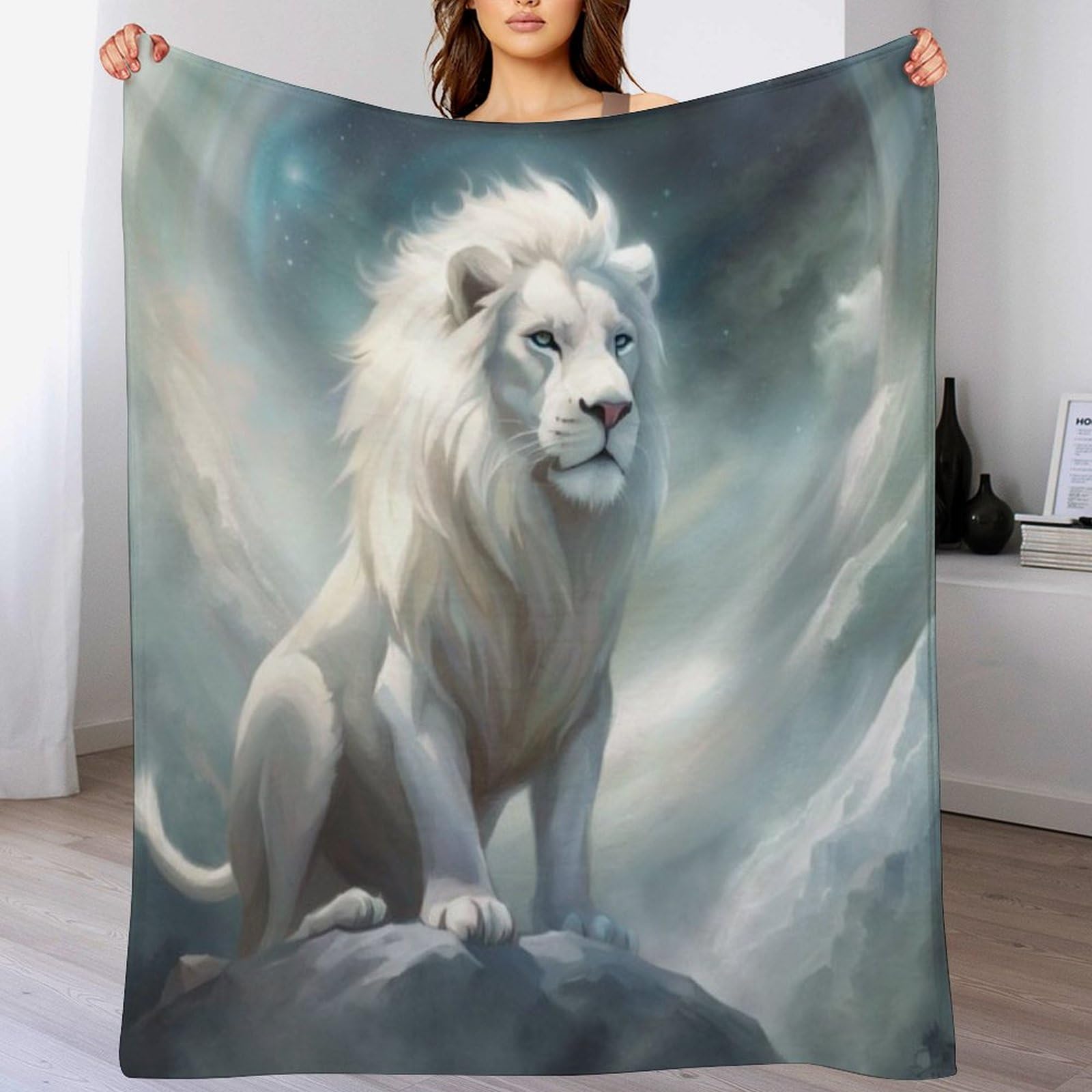 Couverture lion en flanelle douce pour lit et canapé 130x180cm
