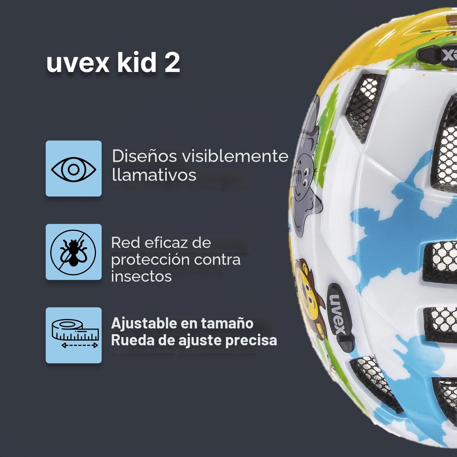 uvex Kid 2 - Casco Ligero Infantil - Ajuste de Talla individualizado
