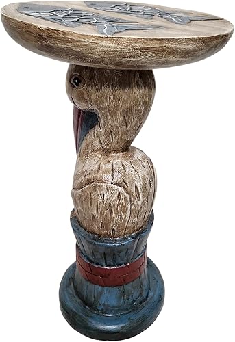 Miniatura 4 de WorldBazzar Escultura de madera tallada a mano del soporte de la planta del soporte de la planta de los pescados del pelí