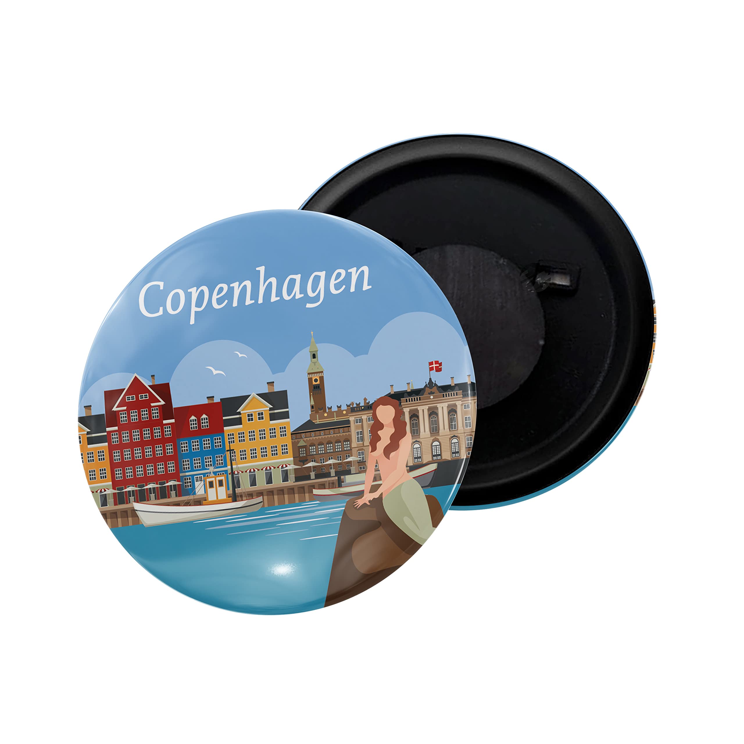 dhcrafts Fridge Magnet Multicolor Denmark Copenhagen Glossy Finish Design Pack of 1 (58mm)