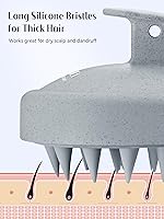 Vista 6 de HEETA Masajeador de cuero cabelludo para el crecimiento del cabello, cepillo exfoliante de champú de silicona suave para exfoliación, eliminación
