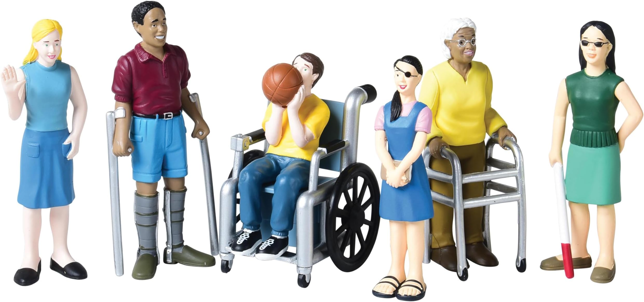 Creative Minds Marvel Education Diverse Abilities Toy Figure Set for Kids Ages 3+, Set of 6 Inclusive Toy Figurines with Wheelchairs, Canes, and More, Multicolor