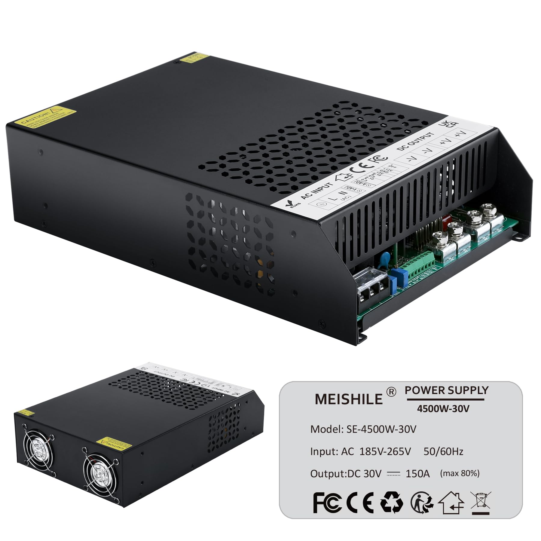 30V 150A 4500W Netzteil Schaltnetzteile Stromversorgung AC to DC Transformator für LED Licht Streifen Glühbirne, Verstärker, Maschine, Trafo 230V 220V auf 30Volt
