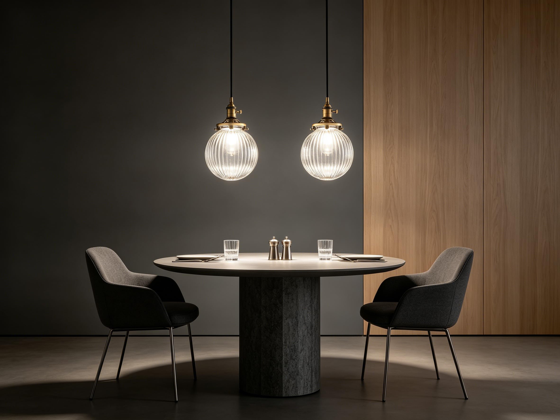 Yosoan Pendelleuchte geriffelte Klarglas Deckenleuchte Hängelampe Loft Kronleuchter Industrie Loft-Pendelleuchte Pendellampe Innenleuchte für Küche/Esszimmer/Schlafzimmer/Café/Bar/Club (antike Farbe)