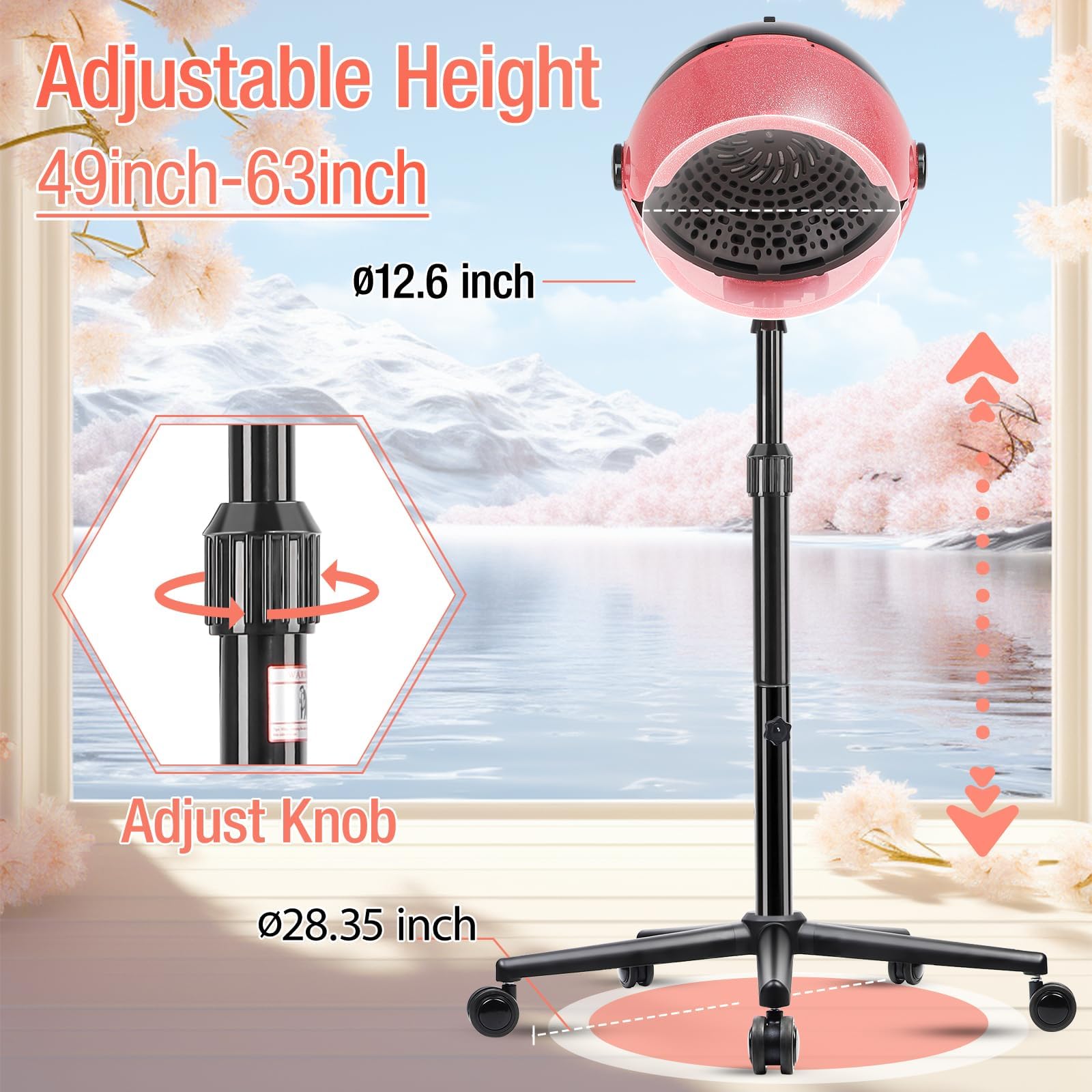 Amazon.com : Hooded Hair Dryer, Standing Hair Dryer with 3 Modes