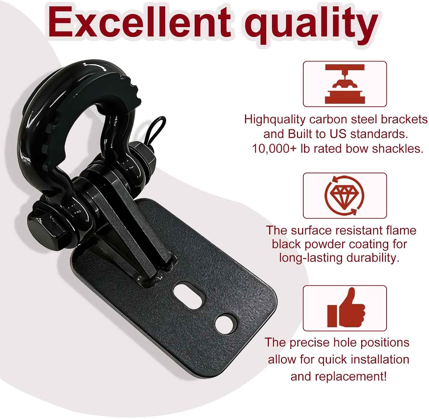 Heavy-Duty Front Tow Hooks, Compatible with Tacoma 2024-2026, 4Runner 2025-2026, and Land Cruiser 250 2024-2025 (Without Front Spoiler), 2-Pack. (Black)