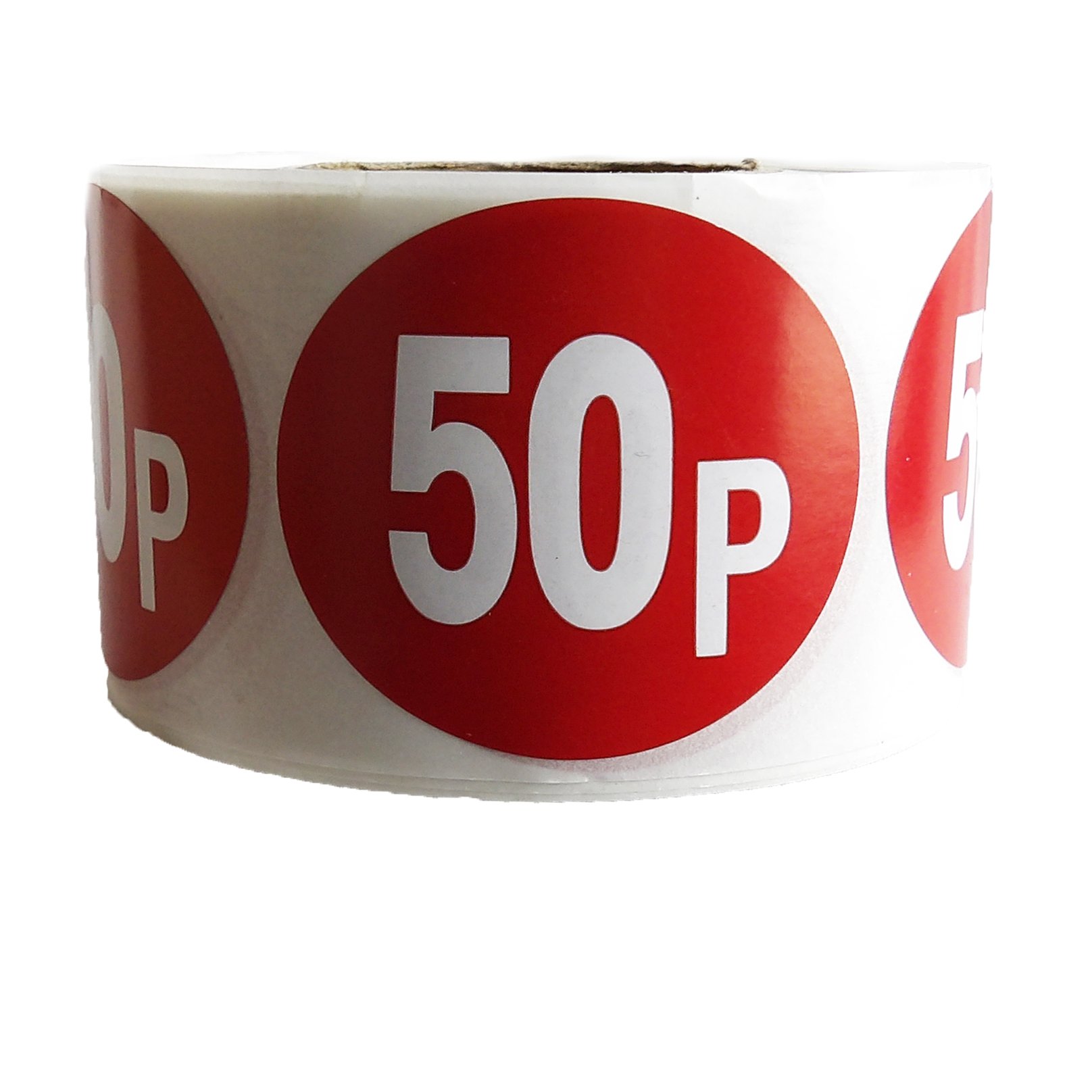 50P Self Adhesive Stickers Sticky Labels Price Labels for Retail Price Display 45mm Diamter Roll of 500 Stickers