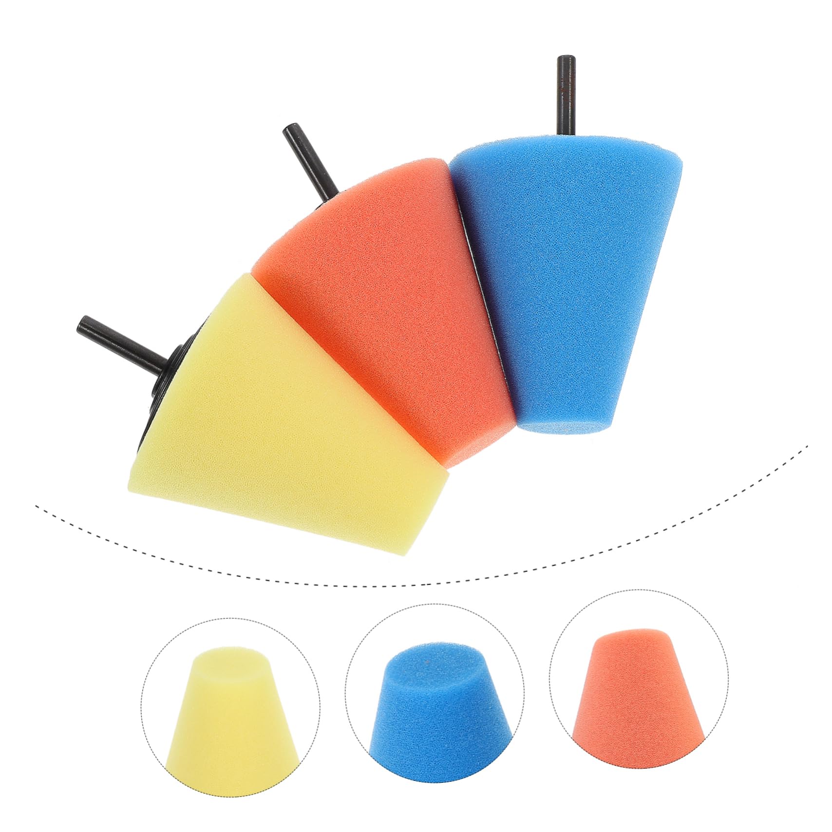 Amosfun Esponjas Pulidoras Cónicas Para Taladro Accesorios Para Coche Pulido Detallado De Ruedas Y Guardabarros Material Duradero Y Reutilizable 3 Piezas X 5