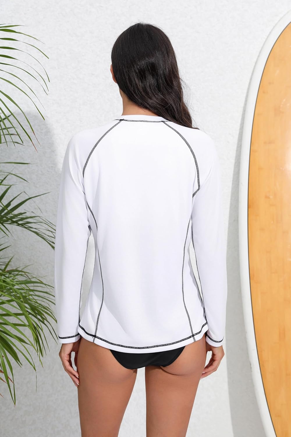 Halcurt Women's Long Sleeve Rash Guard Swim Shirt with Built in Bra Lightweight UPF50+ Quick Dry Swimsuit Top