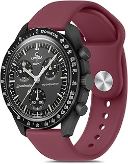 Meliya Bands for Moonswatch Watch, Soft Silicone Strap Compatible with Omega X Swatch Moonswatch Speedmaster/Rolex/SEIKO 20mm Watch, Swatch Omega Moonswatch Speedmaster Watch Replacement Band for