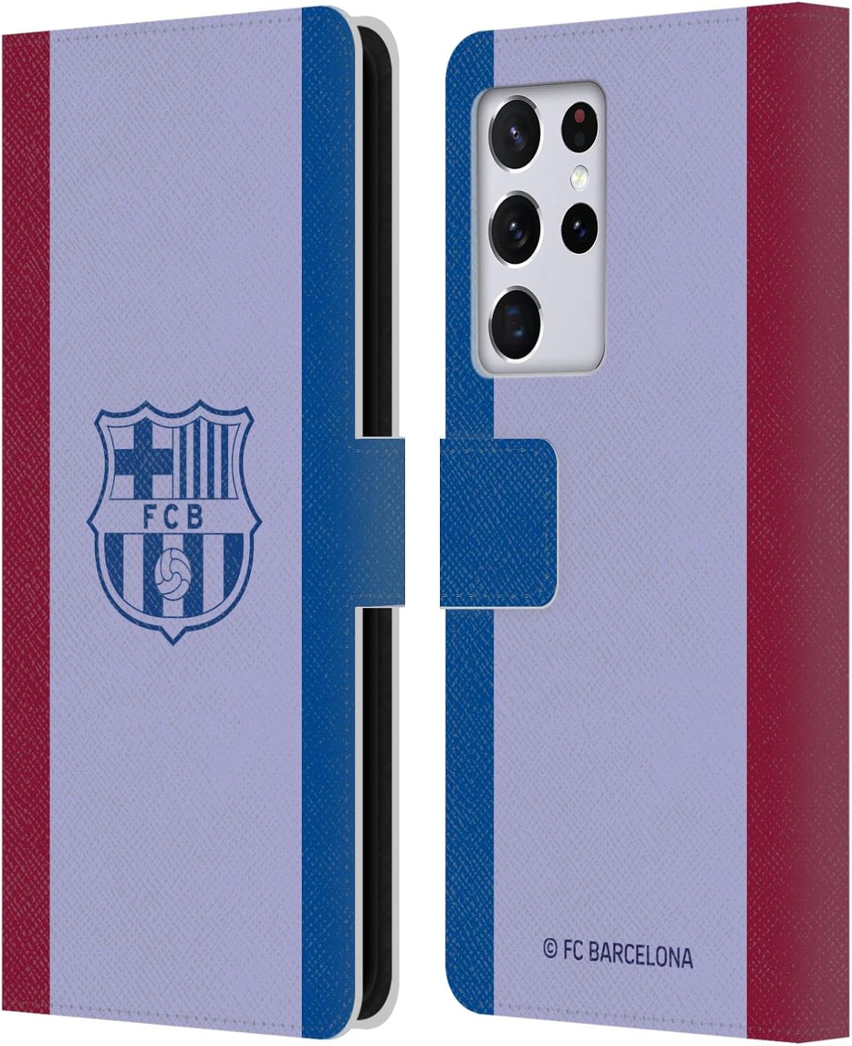 Head Case Designs Officially Licensed FC Barcelona Away 2021/22 Crest KIT Leather Wallet Case Compatible with Samsung Galaxy S21 Ultra 5G