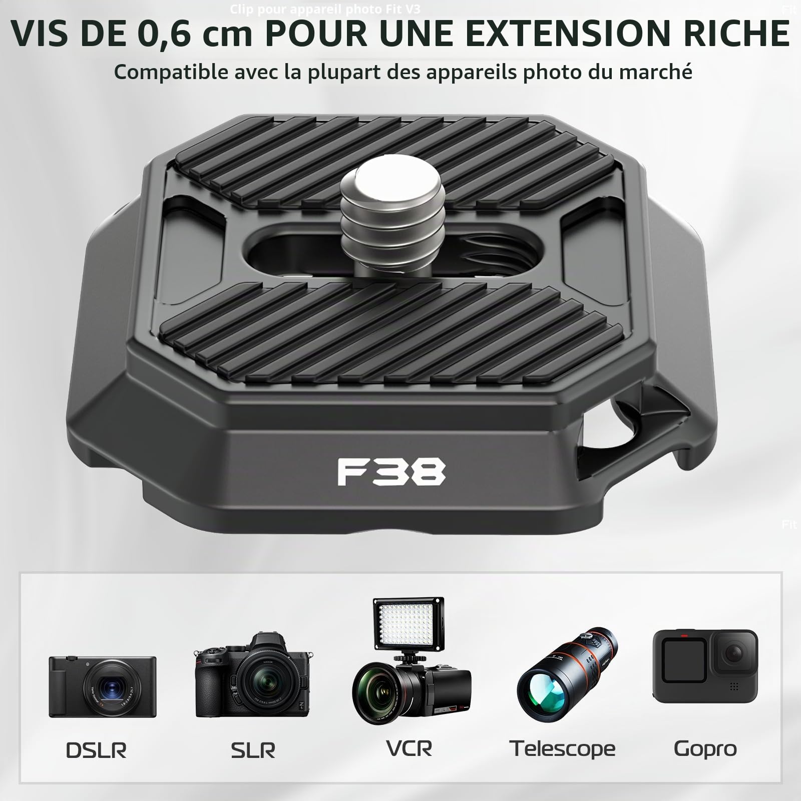 FALCAM F38 Plaque de dégagement Rapide, Compatible avec Le Clip pour Appareil Photo PD Capture V3 et Le Clip pour Sac à Dos F38 (Plaque supérieure Uniquement)