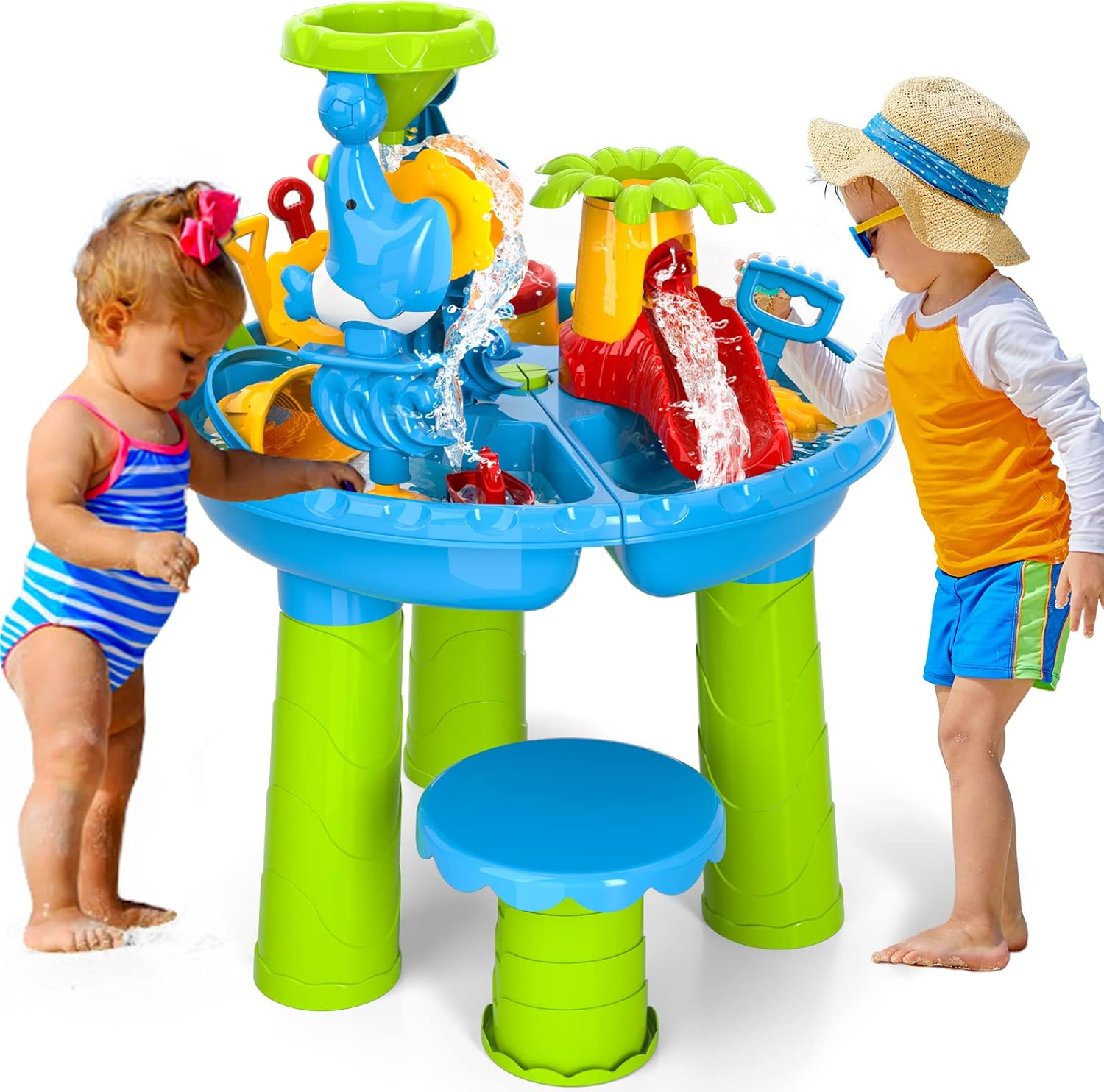 Ci Vetch Kids Sand Water Table for Toddlers, 3 in 1 Outdoor Sand and