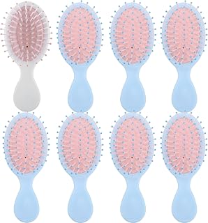 Bridesmaid Proposal Gifts - 8 Pieces Mini Travel Hair Brush Set, Cute Bachelorette Party Accessories (White, Blue, Pink)