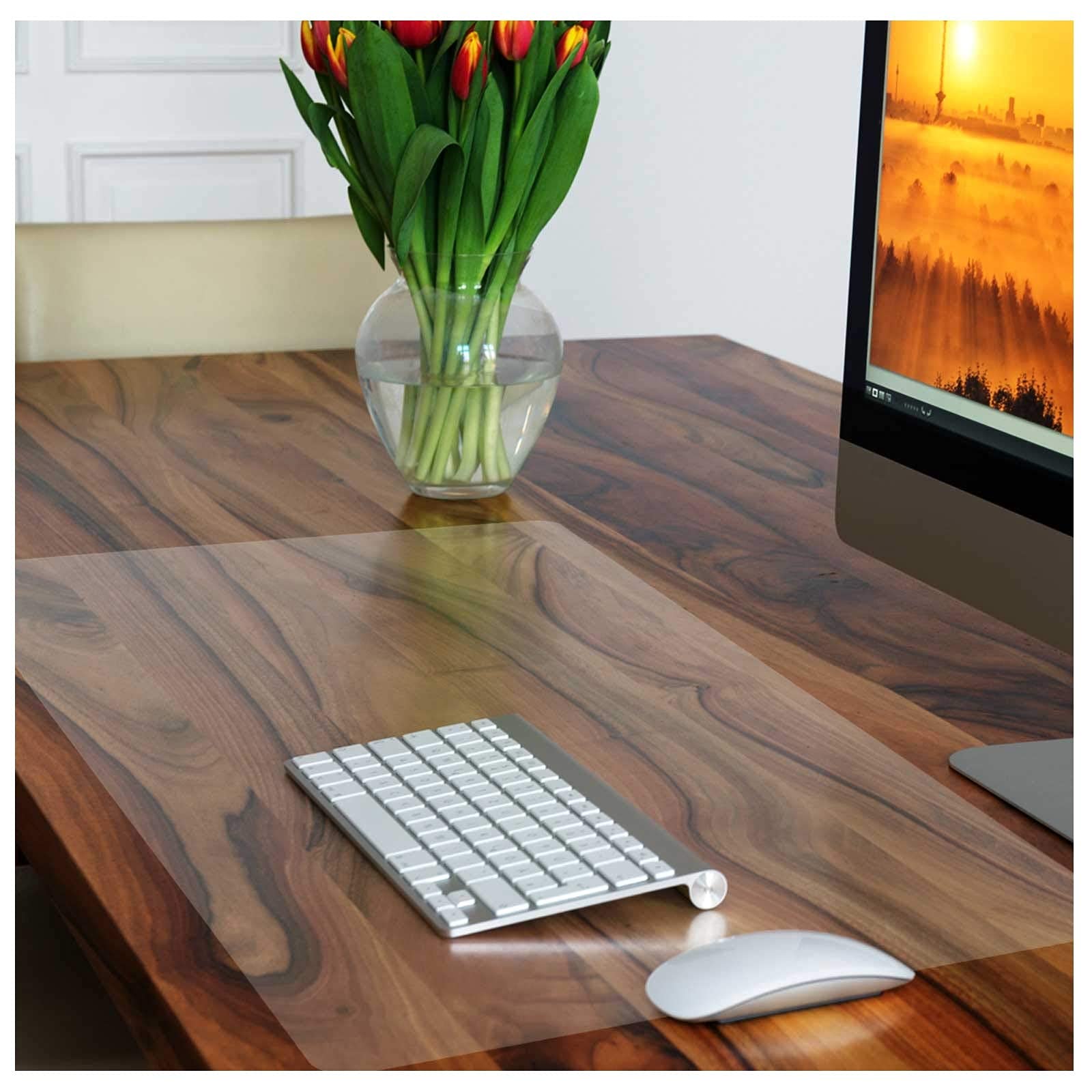 Kuber Industries Tranasparent Desk Protector,Office Desk Mat, Mouse Pad, Laptop Desk Pad, Non-Slip, Waterproof Desk Writing Pad for Office and Home, 18"x26" inch (White)-HS_38_KUBMART21715 (B095CB4Y2R) Amazon Price History, Amazon Price Tracker