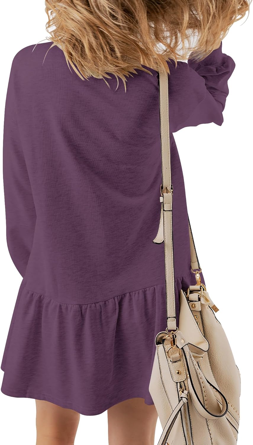 KISSMODA Womens Sweatshirt Dress Fall Long Sleeve Pullover Tops Patchwork Casual Mini Dresses - Image 4