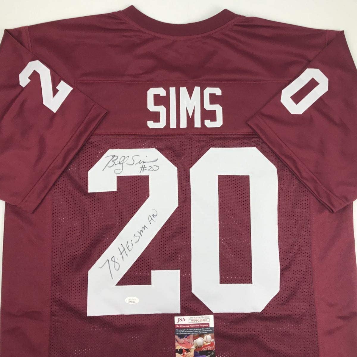 Autographed/Signed Billy Sims 78 Heisman Oklahoma Maroon College Football Jersey JSA COA