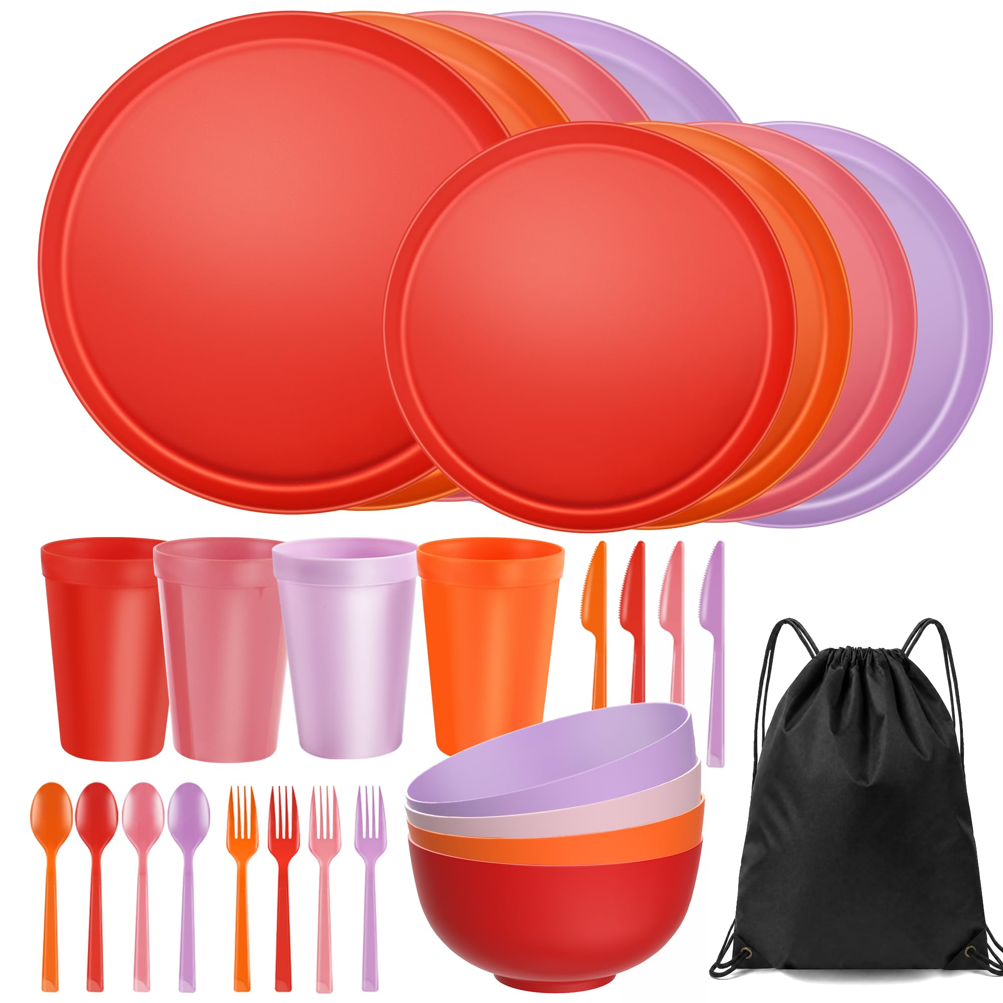 56 Piece Plates & Bowls Set - Unbreakable Dinnerware -30