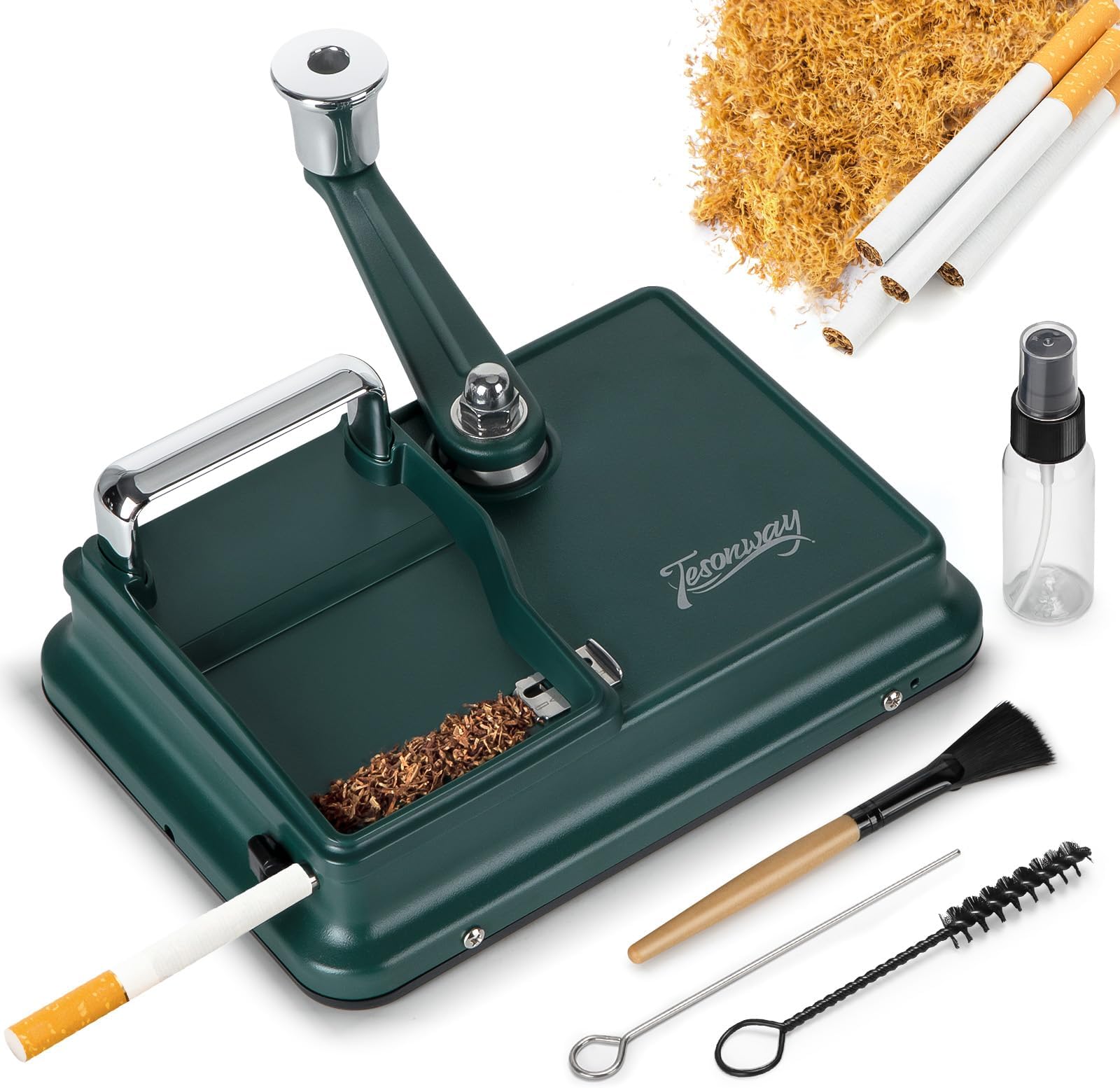 Tesonway Cigarette Rolling Machine Manual, Cigarette Injector Machine with Cleaning Brush, Cleaning Probe, Tube Probe, Cleaning Spray Bottle for 8mm Diameter Cigarettes Paper Tubes