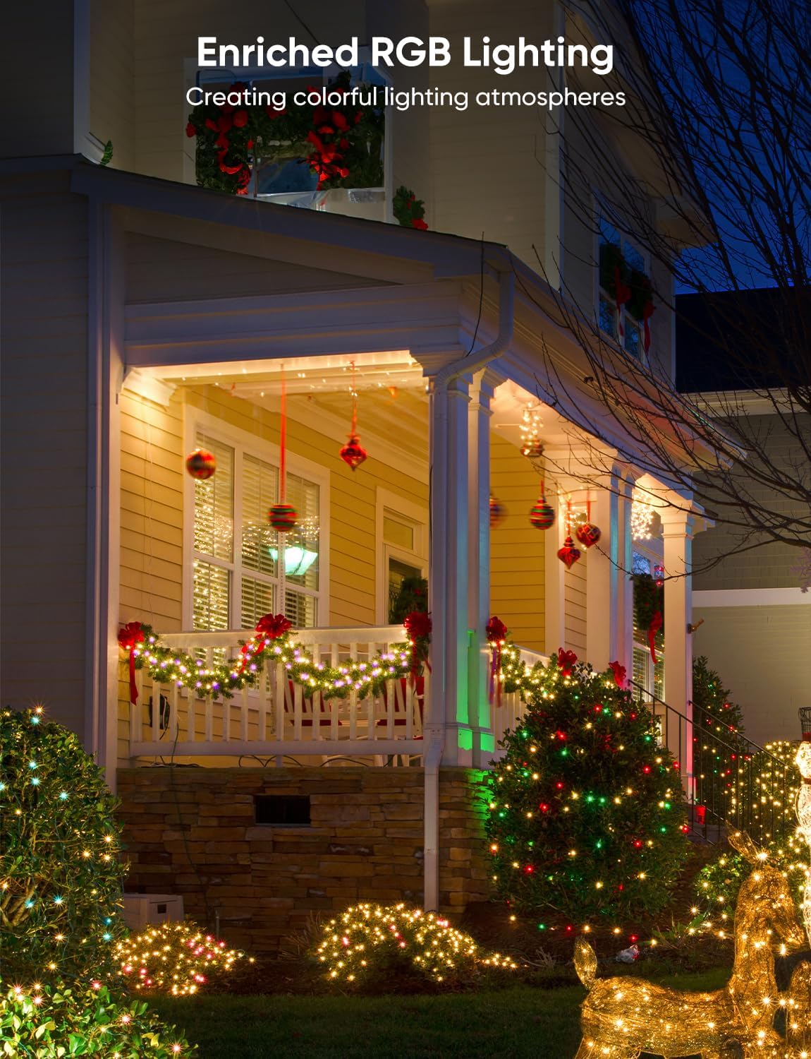 Smart Outdoor String Lights 76FT with 200 LEDs, IP65 Waterproof Patio Lights, 110+ Scene Modes Christmas Lights for Porch Garden Yard Party Holiday Everyday Decor, Works with Alexa, Google Assistant 9 712aaSCIDkL. AC SL1500