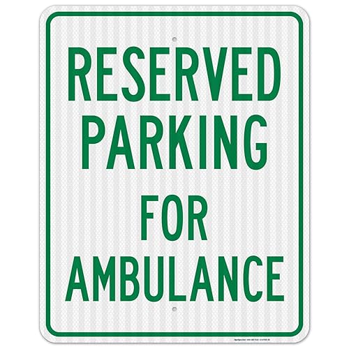 Vista 33 de Señal de ambulancia con reserva de estacionamiento, 10 x 14 pulgadas, libre de óxido, aluminio 040, resistente a la decoloración, fabricado