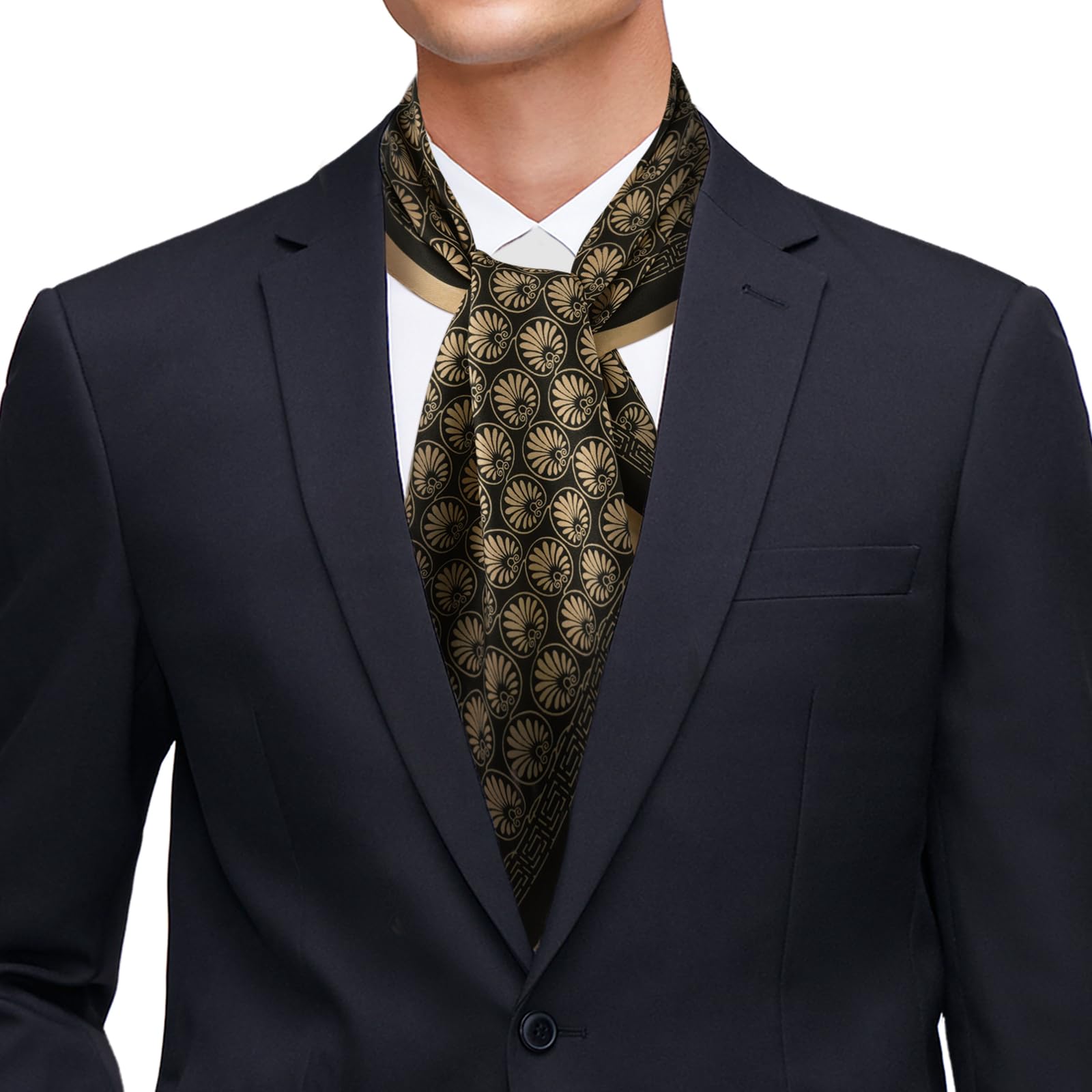 Men Silk Feel Dress Scarf Square 35 Inch, Formal Suit Scarves Elegant Ascot, Gentleman Neck Wrap-image-44