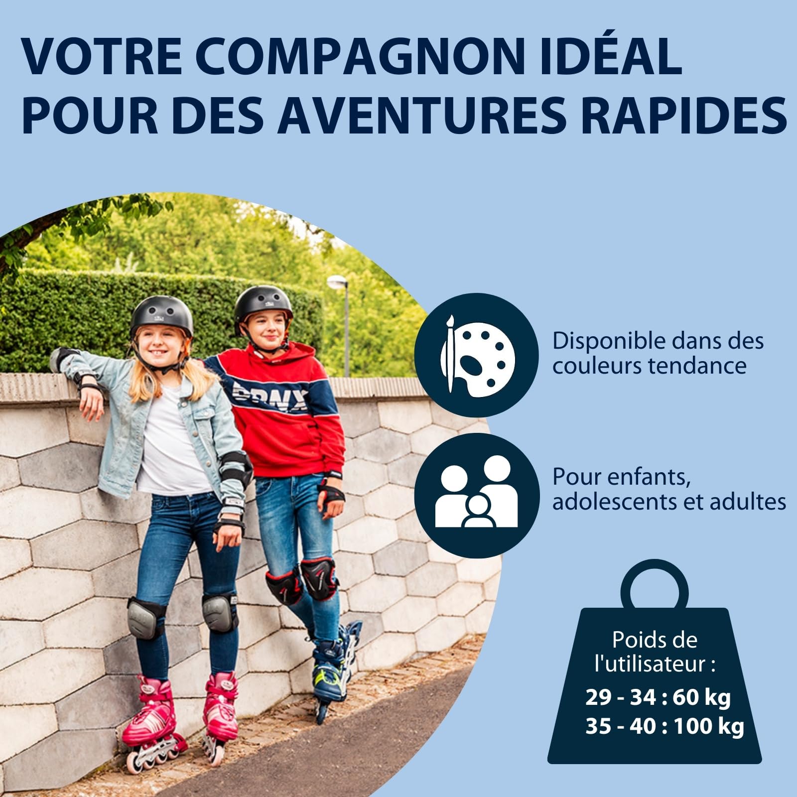 HUDORA Inline Skates Comfort - Inline Skates for Children and Teenagers in Various Sizes - Roller Skates up to 6 Sizes Adjustable in Width and Length - Breathable Leisure Inline Skates