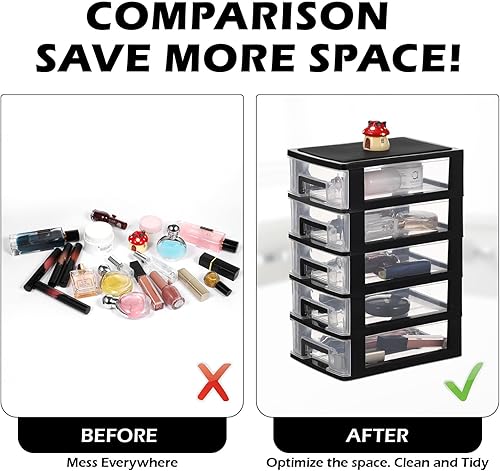 Miniatura 7 de Toyvian Cajones de almacenamiento pequeños de 5 capas, organizador de cajones de plástico, contenedores de almacenamiento transparentes con cajones,