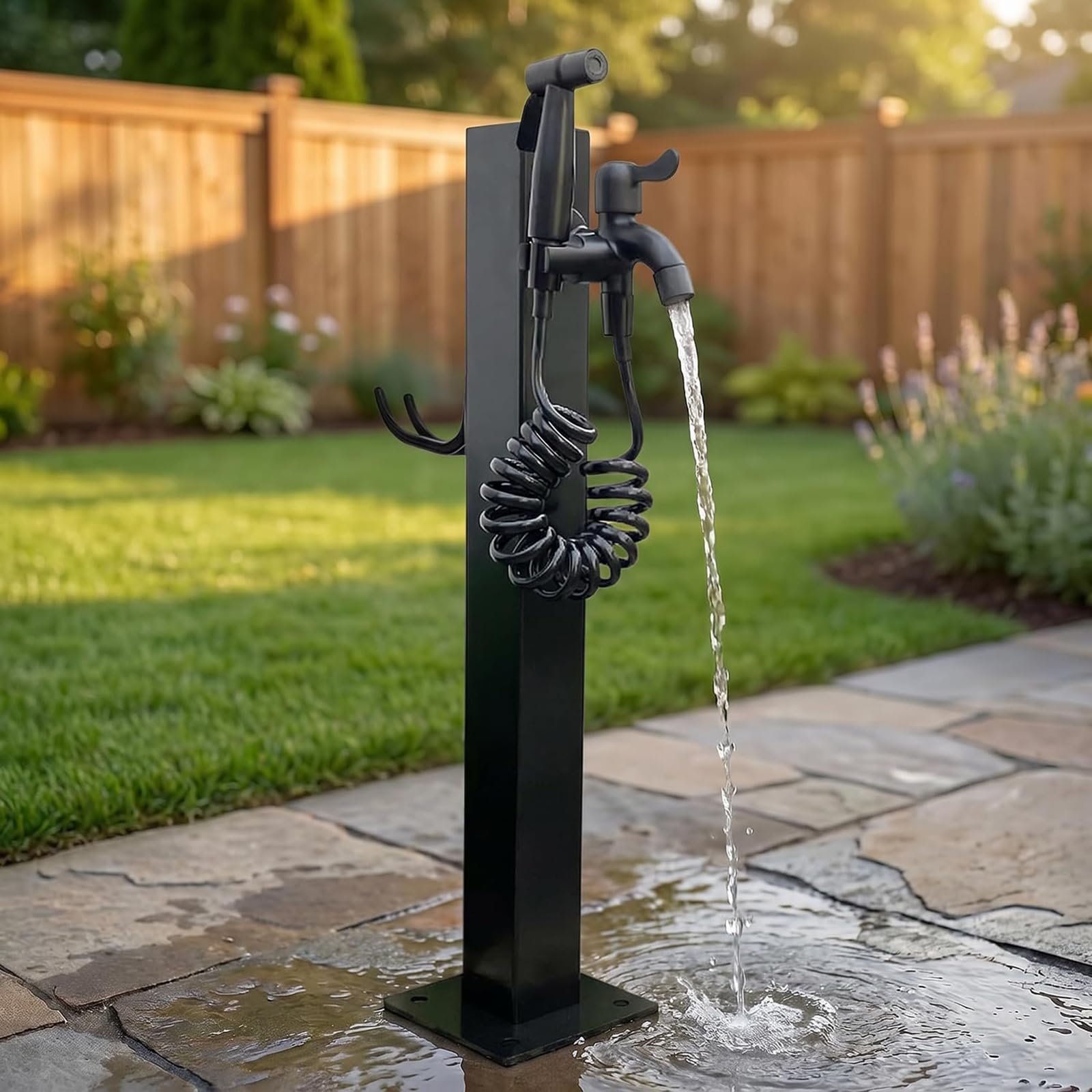 Columna De Agua De Jardín Independiente, Soporte Vertical para Manguera con Grifo De Latón, 60 Cm, Acero Inoxidable 304 Resistente A La Corrosión, para Riego, Lavado De Coches Y Ducha