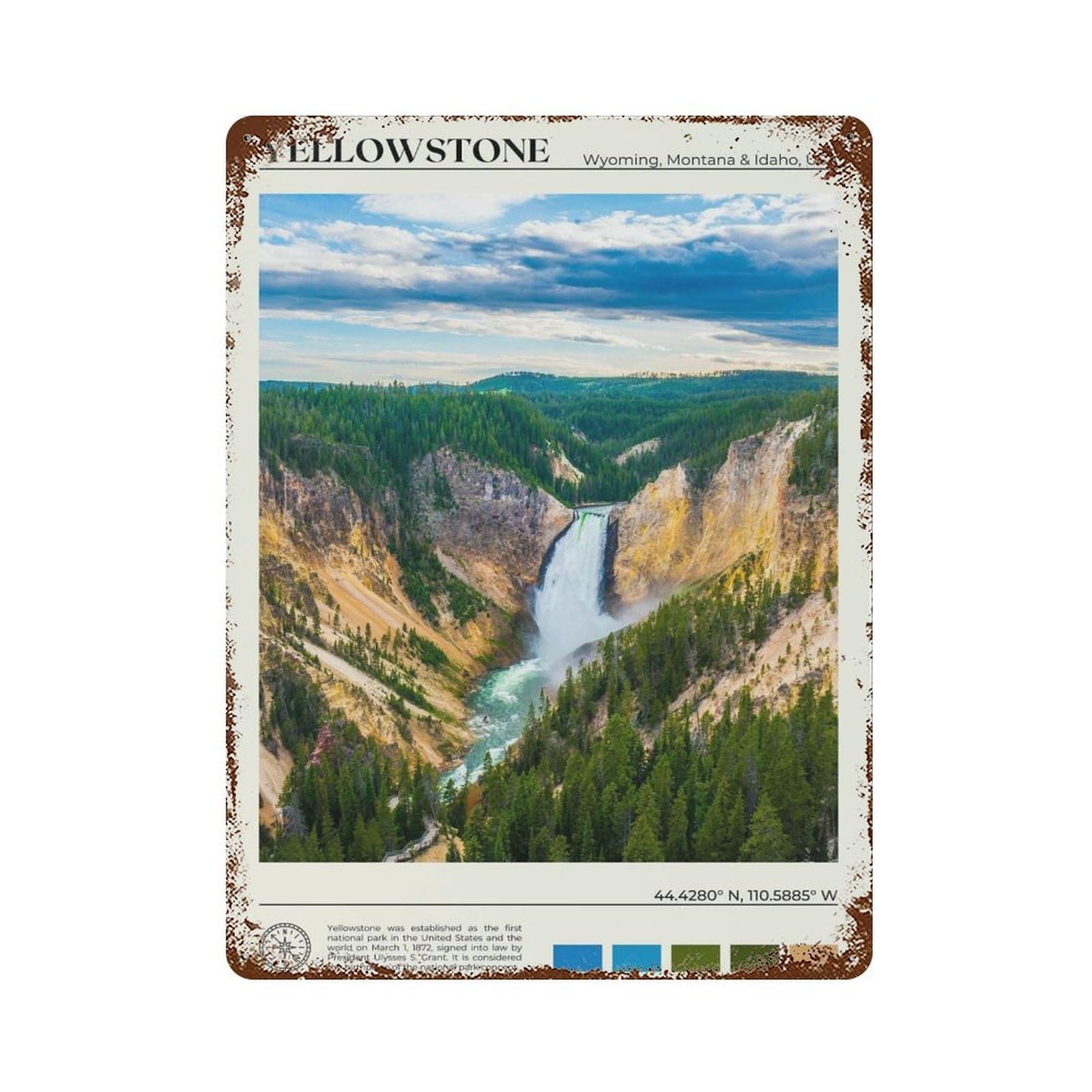xiaoxiaoshen Real Photo Yellowstone National Park Wall Decor Art Metal Tin Poster Modern Home Decor Art Home Bar Shop Decorations Vintage Sign 40x30cm
