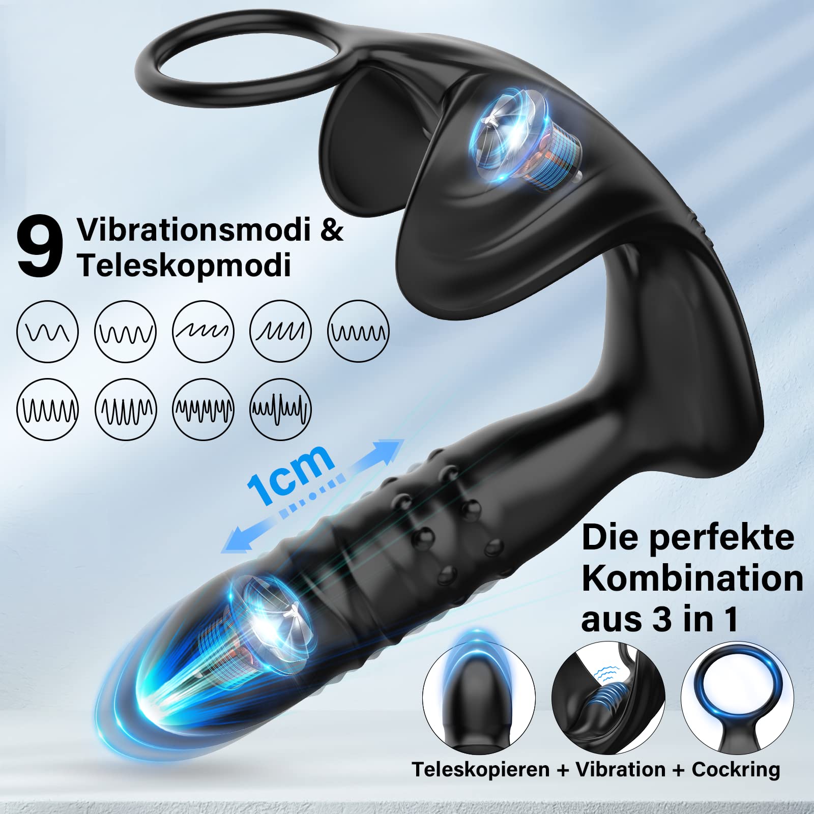 Humbuzz Giocattoli sessuali vibratori anali dildo per uomini vibratore prostatico anale gay con 9 modalità telescopiche e modalità di vibrazione plug anale,massaggiatori di stimolazione anale