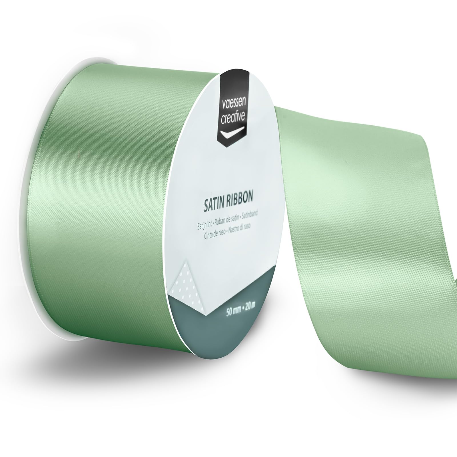 Vaessen Creative Satin Ribbon Sage Green - 65.6 ft x 2" - Thin Ribbon for Gift Wrapping and Crafting