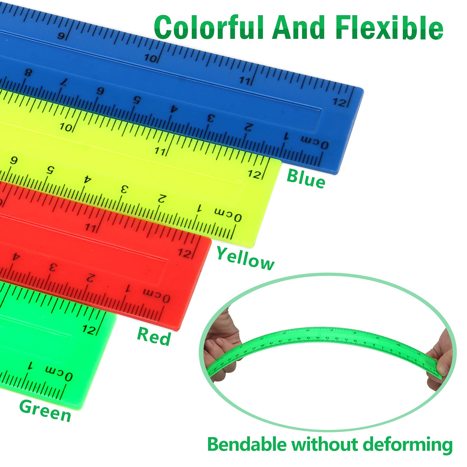 Folding Ruler DAGONGREN 30 Pack Clear Plastic Rulers 12 Inch ...