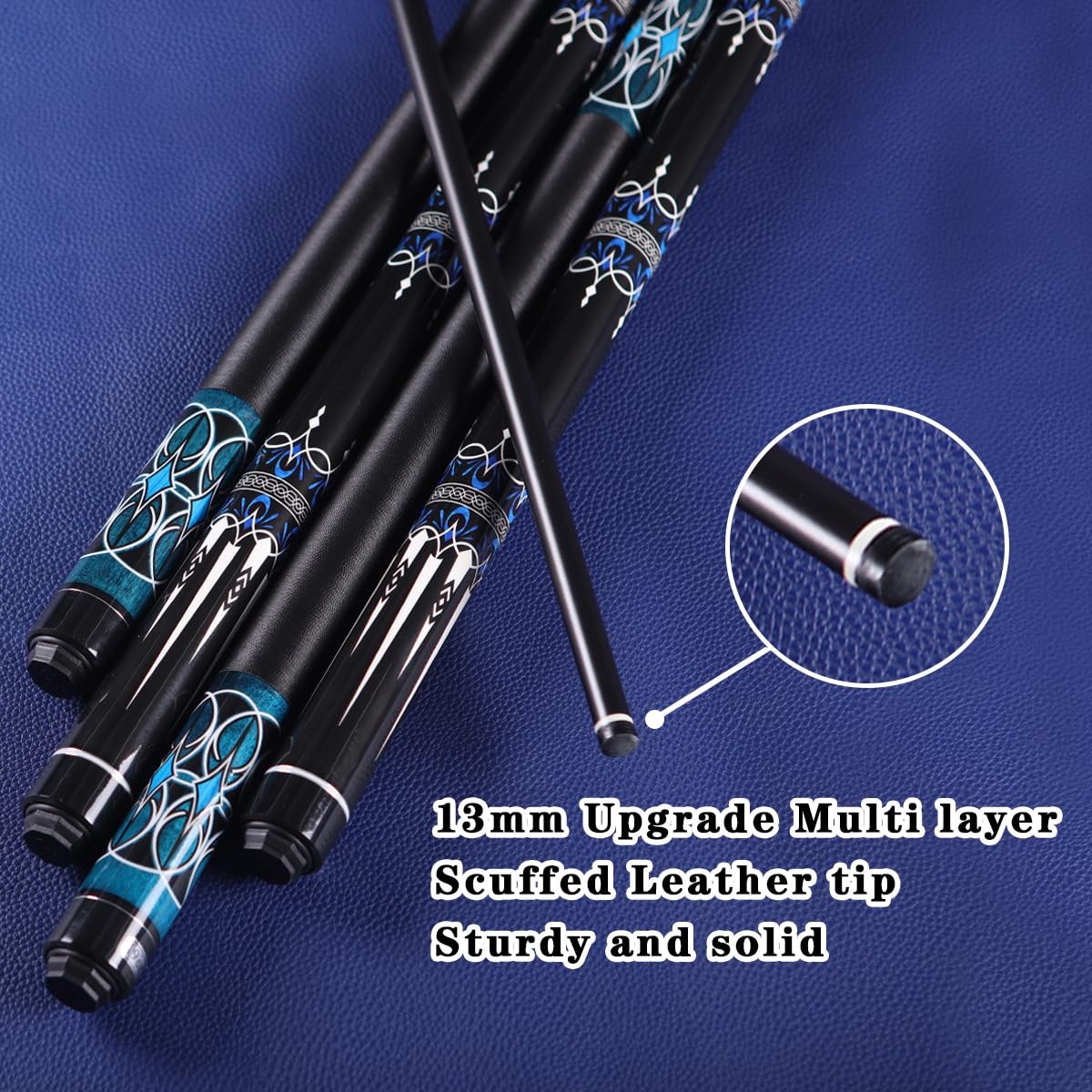 58" Glass Fibre Billiard Pool Cue Stick, Professional Low Deflection Pool Sticks, 58-inch Professional Pool Sticks for Adults Technology Pool Cue Billiard Cues 13MM Tip