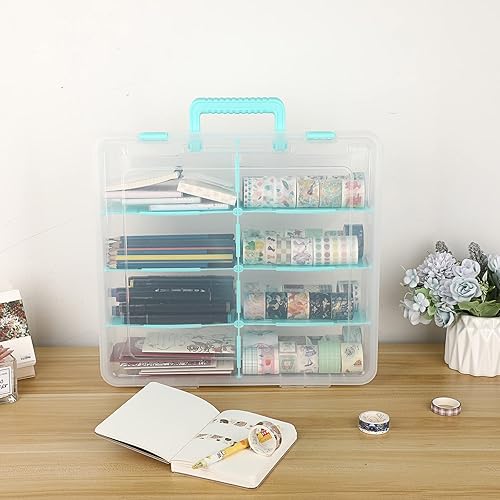 Miniatura 5 de BTSKY Caja de almacenamiento dividida de plástico transparente con 8 compartimentos, contenedor de almacenamiento ajustable con tapa, contenedor