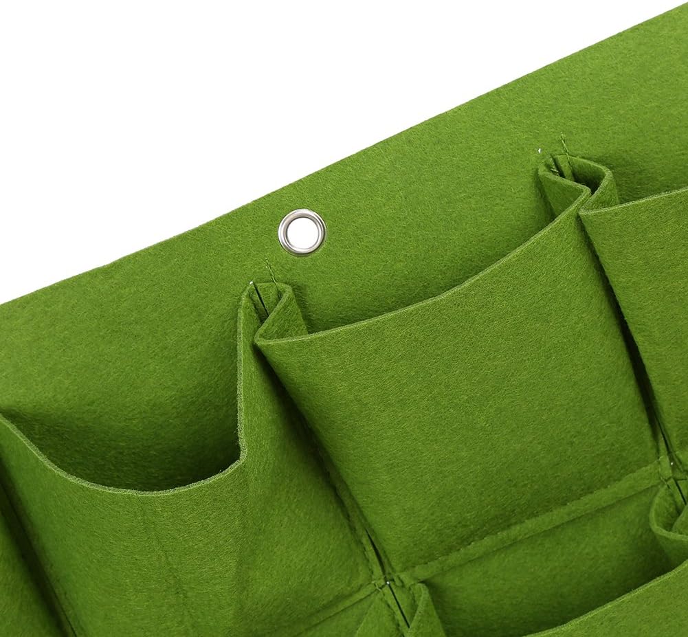 72 Pockets Planting Bags Wall Hanging Gardening Planter Outdoor Indoor Vertical Greening Grow Bags, Green