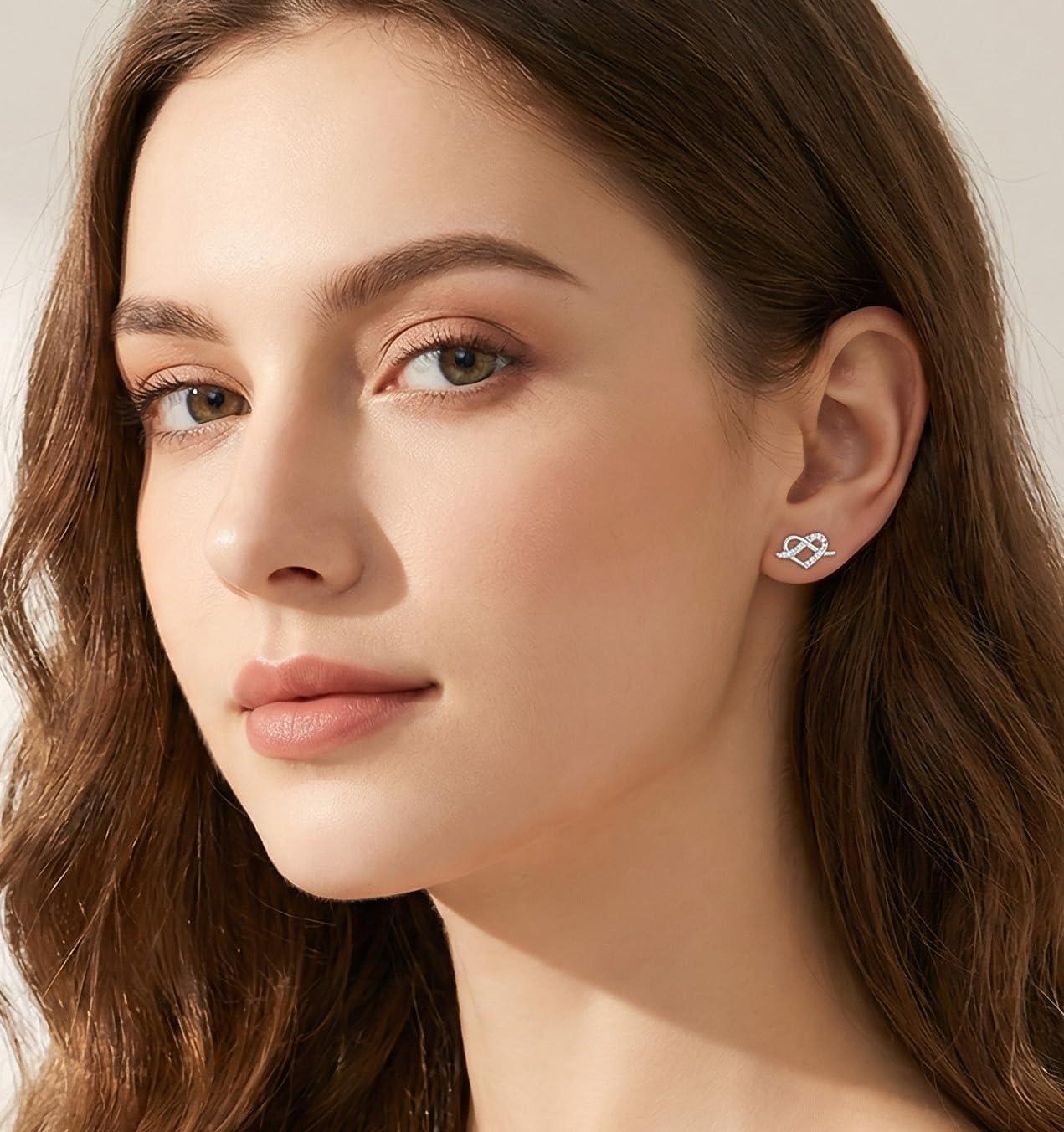 Reffeer Solid 925 Sterling Silver CZ Infinity Heart Stud Earrings for Women Teen Girls Love Heart Stud Earrings - Image 2