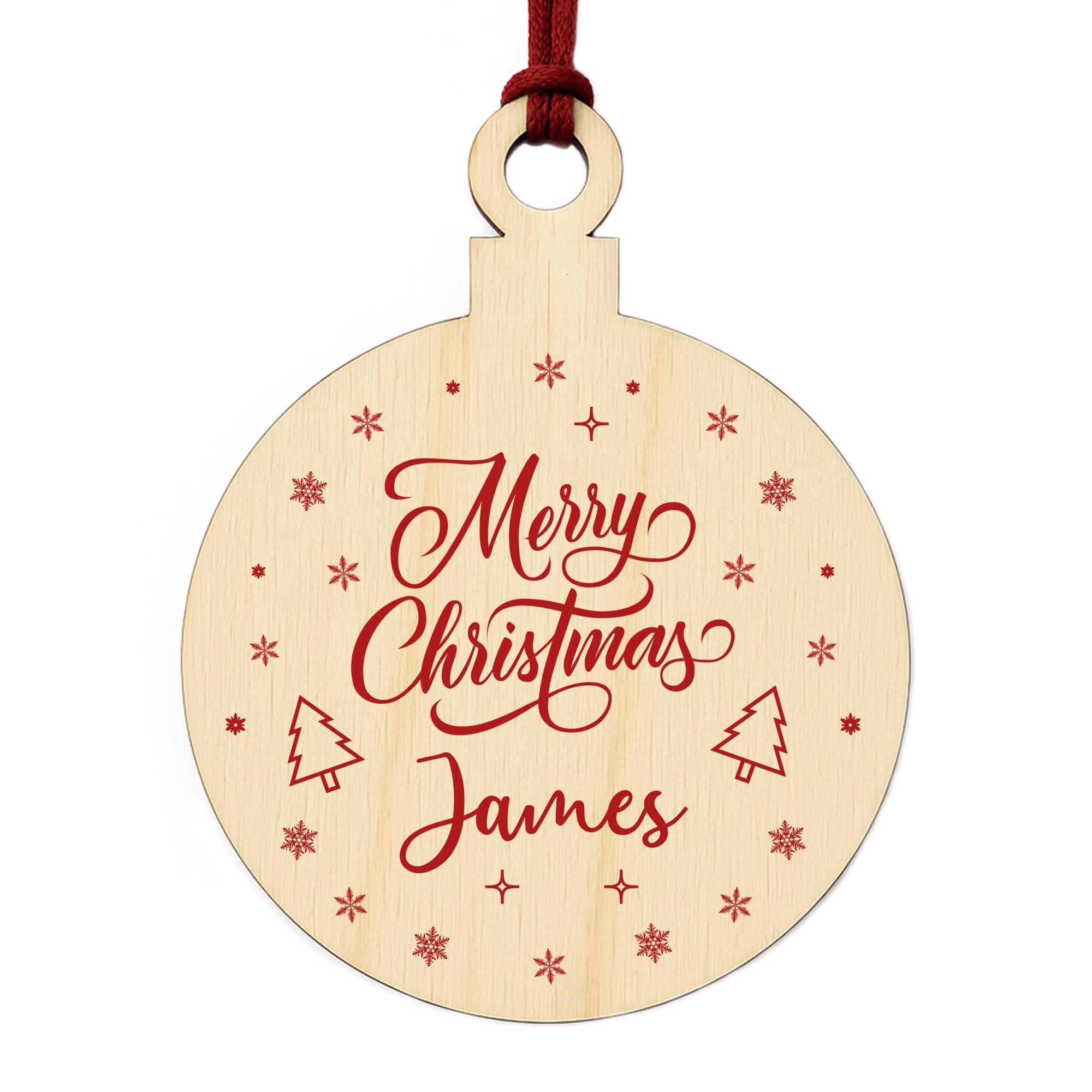 Christmas Bauble ANY NAME Personalised Wood Bauble Tree Decor