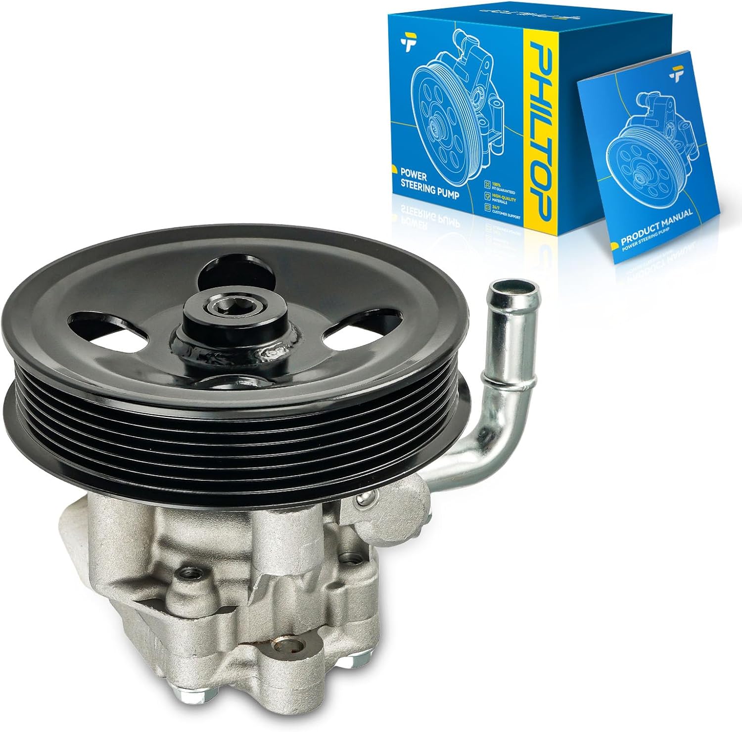 PHILTOP 21-5476 Power Steering Pump Fit For 2006-2010 Sonata 2.4L, Power Steering Pump with Pulley