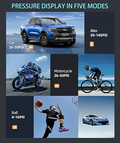 Miniatura 7 de Inflador de neumáticos portátil, compresor de aire de 150 PSI con manómetro, bomba de aire 2 veces más rápida para automóvil, bicicleta,