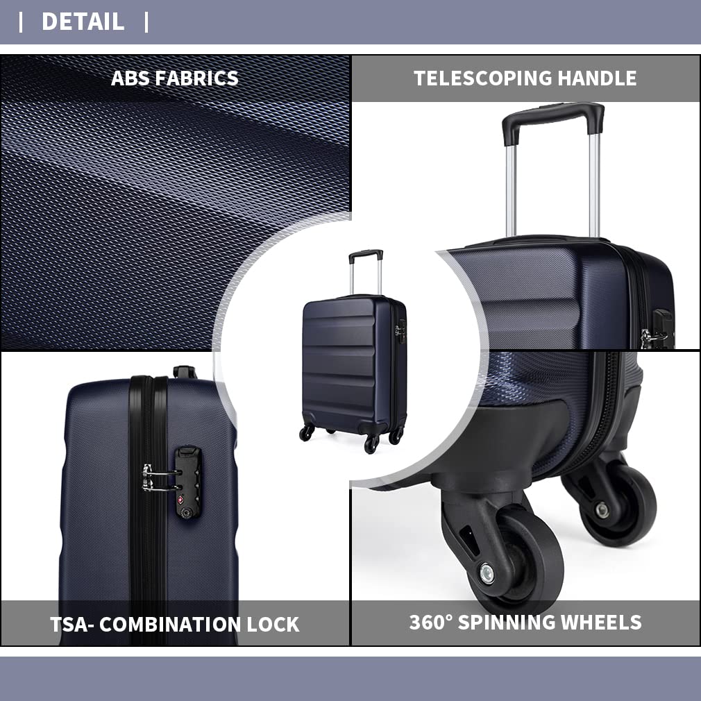 Kono 19" walizka kabinowa carry-on, trwała i lekka, walizka ABS hardshell z 4 cichymi kółkami i zamkiem szyfrowym, 55x38x20cm, 33L（Granatowy）