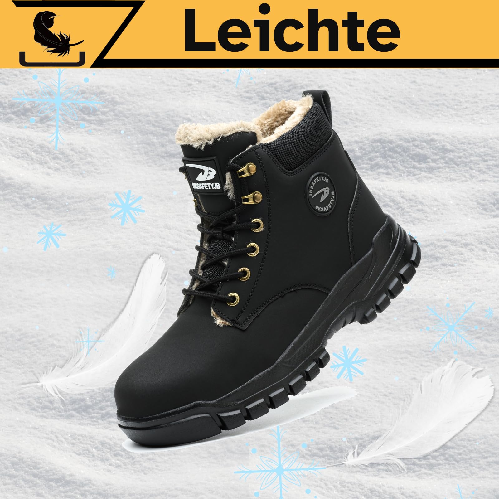 Botas de Seguridad para Hombre Mujer Invierno Impermeable Ligeras Zapatos de Seguridad con Punta de Acero Antideslizantes Botas de Trabajo con Forro Cálido