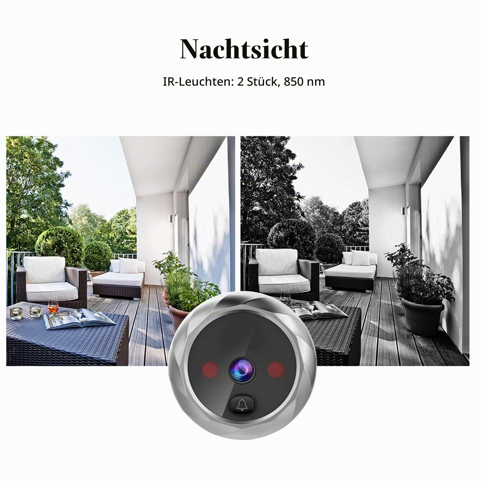 2.8 Zoll LCD Digital Türspion, Guckloch Türkamera, Video Türklingel Kit, Digitale Türüberwachung mit Nachtsicht, Fotoaufnahme, integriertem Speicher, Weitem Betrachtungswinkel