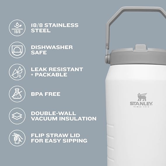 Stanley IceFlow Flip Straw Jug with Handle 40 oz| Twist On Lid and Flip Up Straw | Leak Resistant for Travel and Sports | Insulated Stainless Steel | BPA-Free | Rose Quartz