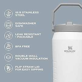 Stanley IceFlow Flip Straw Jug with Handle 96 oz| Twist On Lid and Flip Up Straw | Leak Resistant for Travel and Sports | Insulated Stainless Steel | BPA-Free | Polar